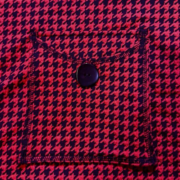 NWT Calessa Womens Stretch Knit Houndstooth Cowl Neck Tunic Top Size L Red Black - Picture 13 of 16